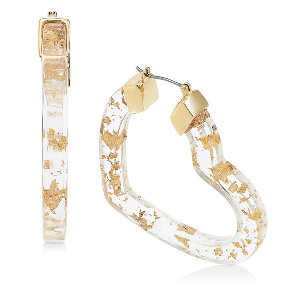 INC Gold Flake Heart Earrings